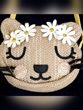 Target Girls Small Straw Cat Face Crossbody Bag